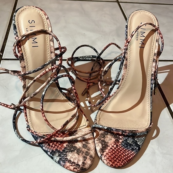 SIMMI  London Snake-Embossed Lace up Sandal - Picture 5 of 6